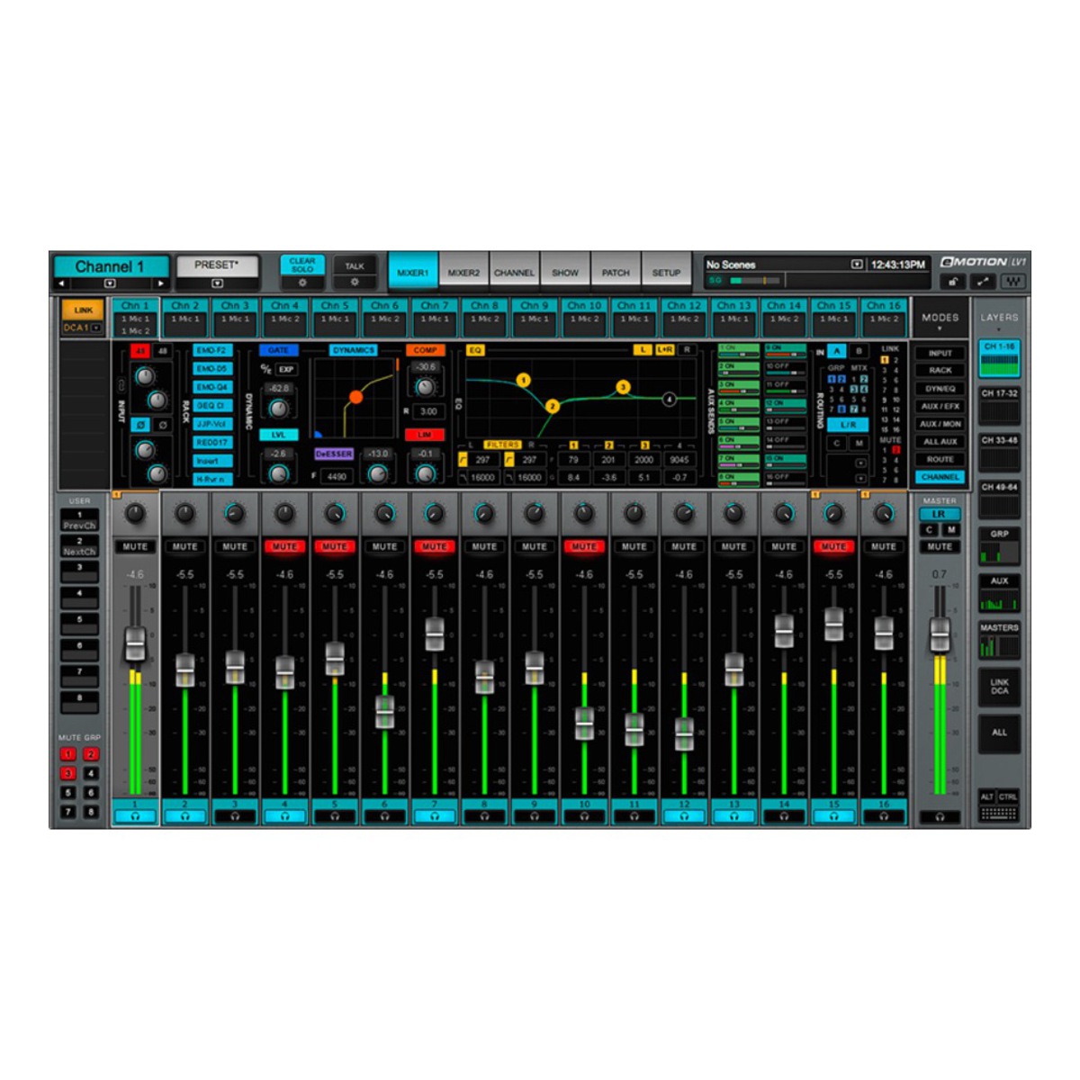 eMotion LV1 Live Mixer - 64 Stereo Channels