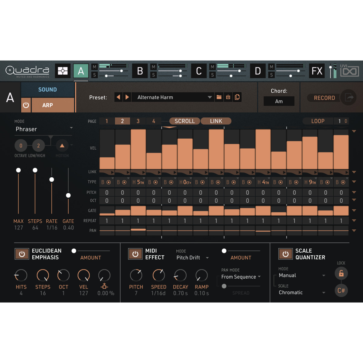 Quadra: Muted & Harmonics