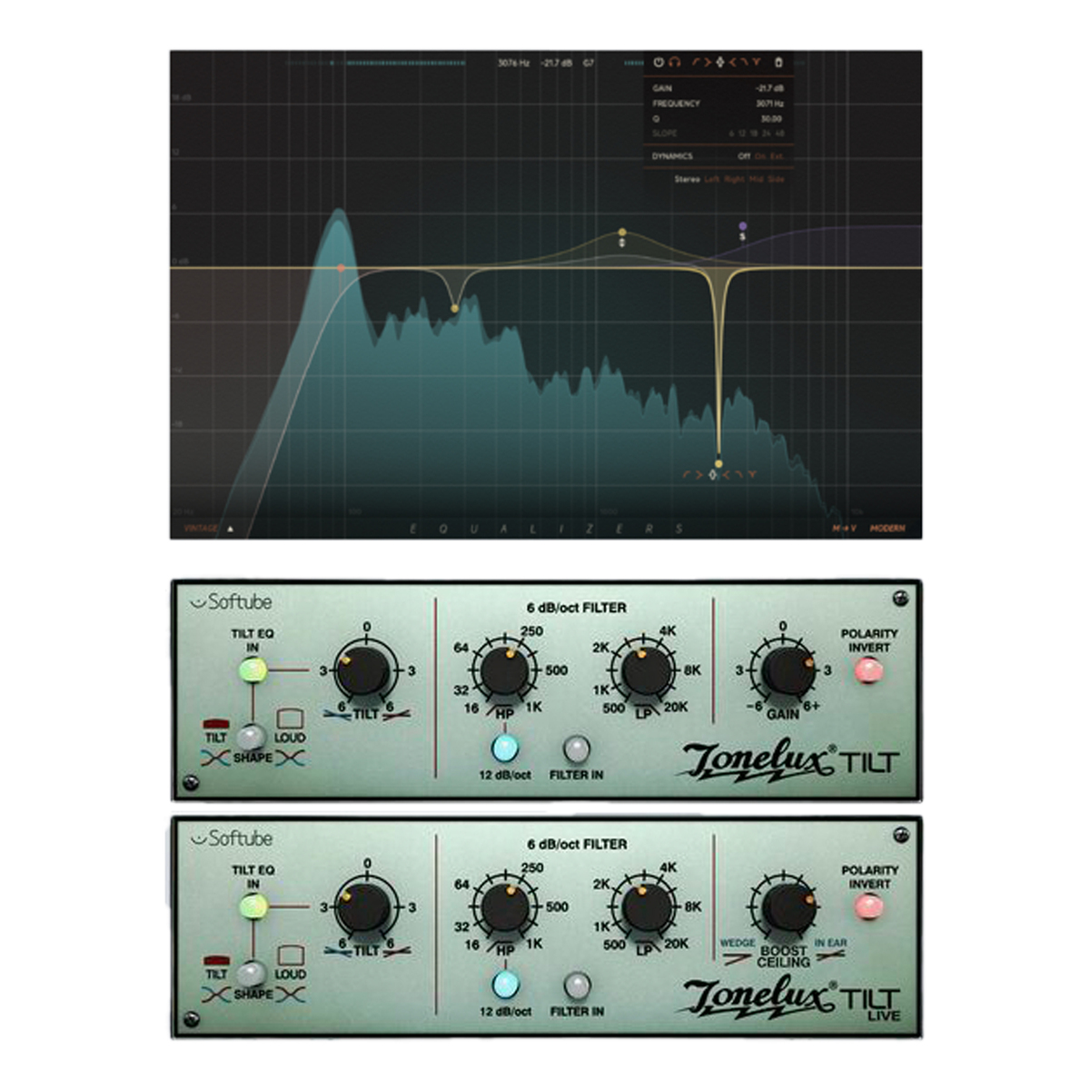 Equalizers + Tonelux Tilt and Tilt Live