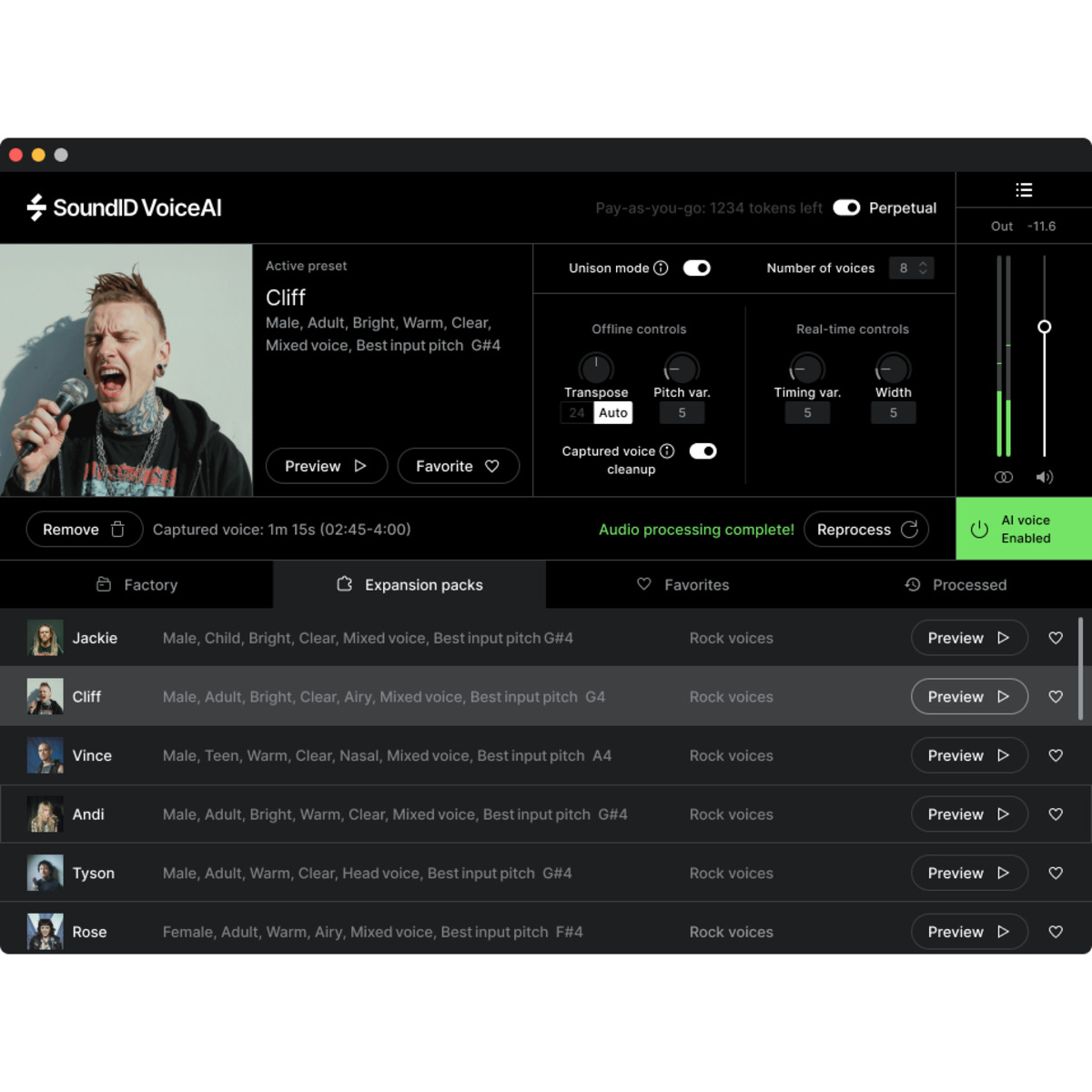 SoundID VoiceAI Rock Voices Expansion Pack