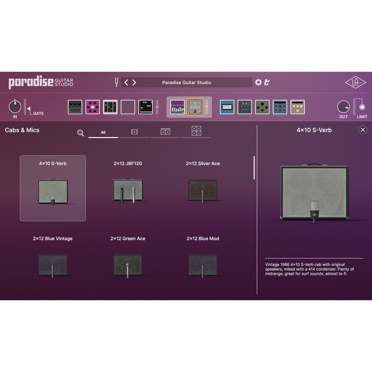 Paradise Guitar Studio Crossgrade from select UAD Amp Plug-ins