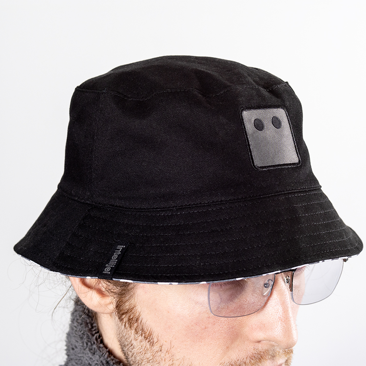 Hat - Bucket W/  ROBOT HEAD (black)