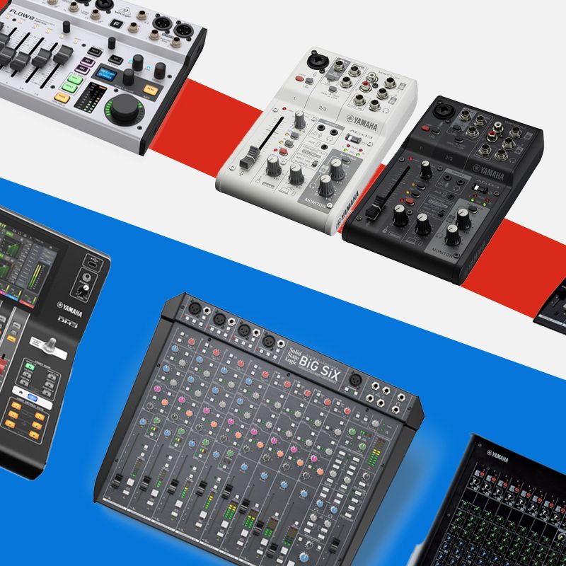 アナログやデジタルミキサーなど制作やライブなどに役立つモデルを