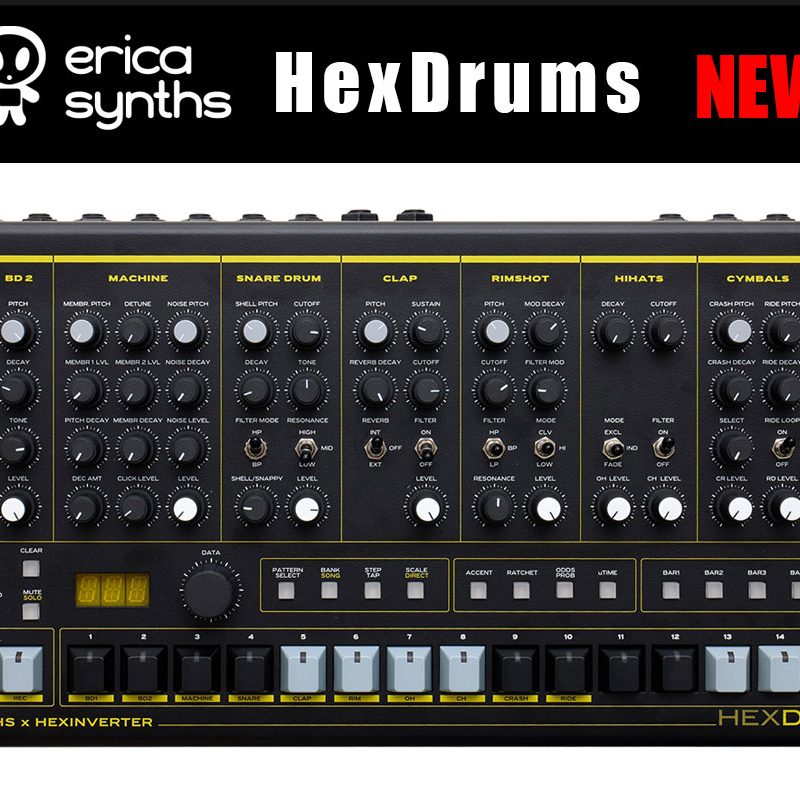 Erica Synthsが伝統と革新を融合したアナログ・ドラムマシン「HEXDRUMS