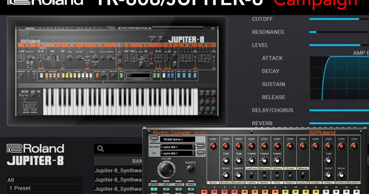 Rolandが誇る名機・TR-808/JUPITER-8のソフトウェア音源が期間限定で