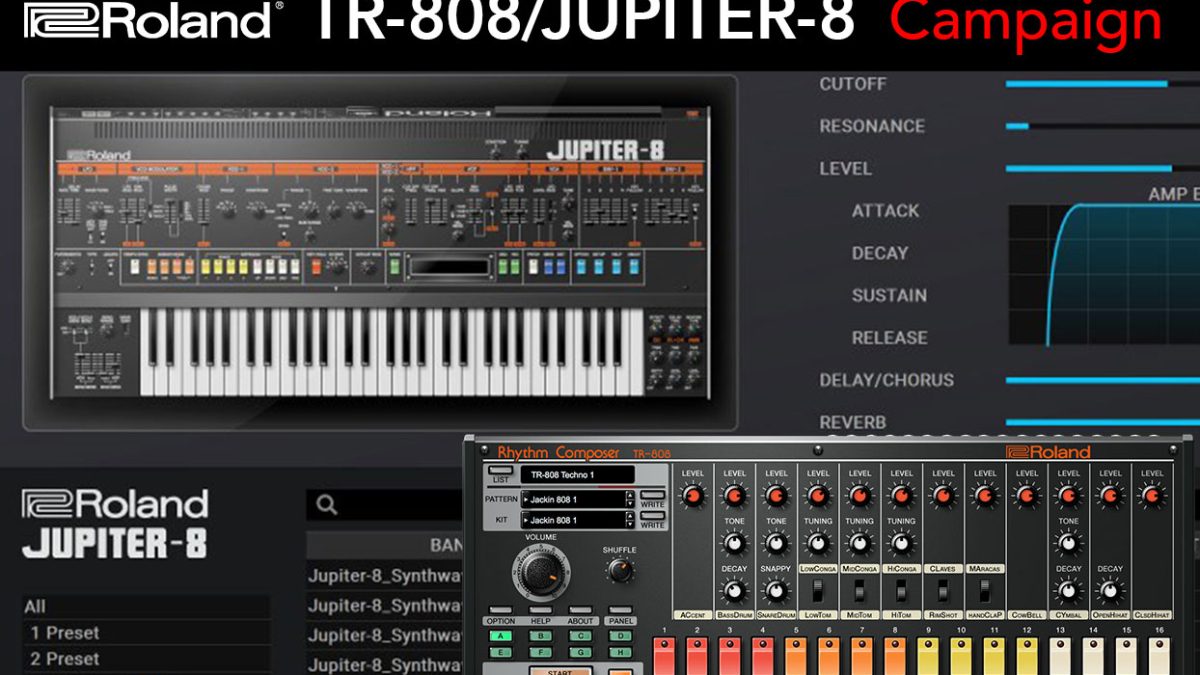 Rolandが誇る名機・TR-808/JUPITER-8のソフトウェア音源が期間限定で