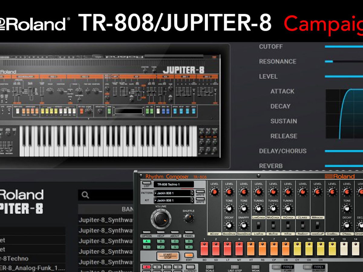 Rolandが誇る名機・TR-808/JUPITER-8のソフトウェア音源が期間限定で